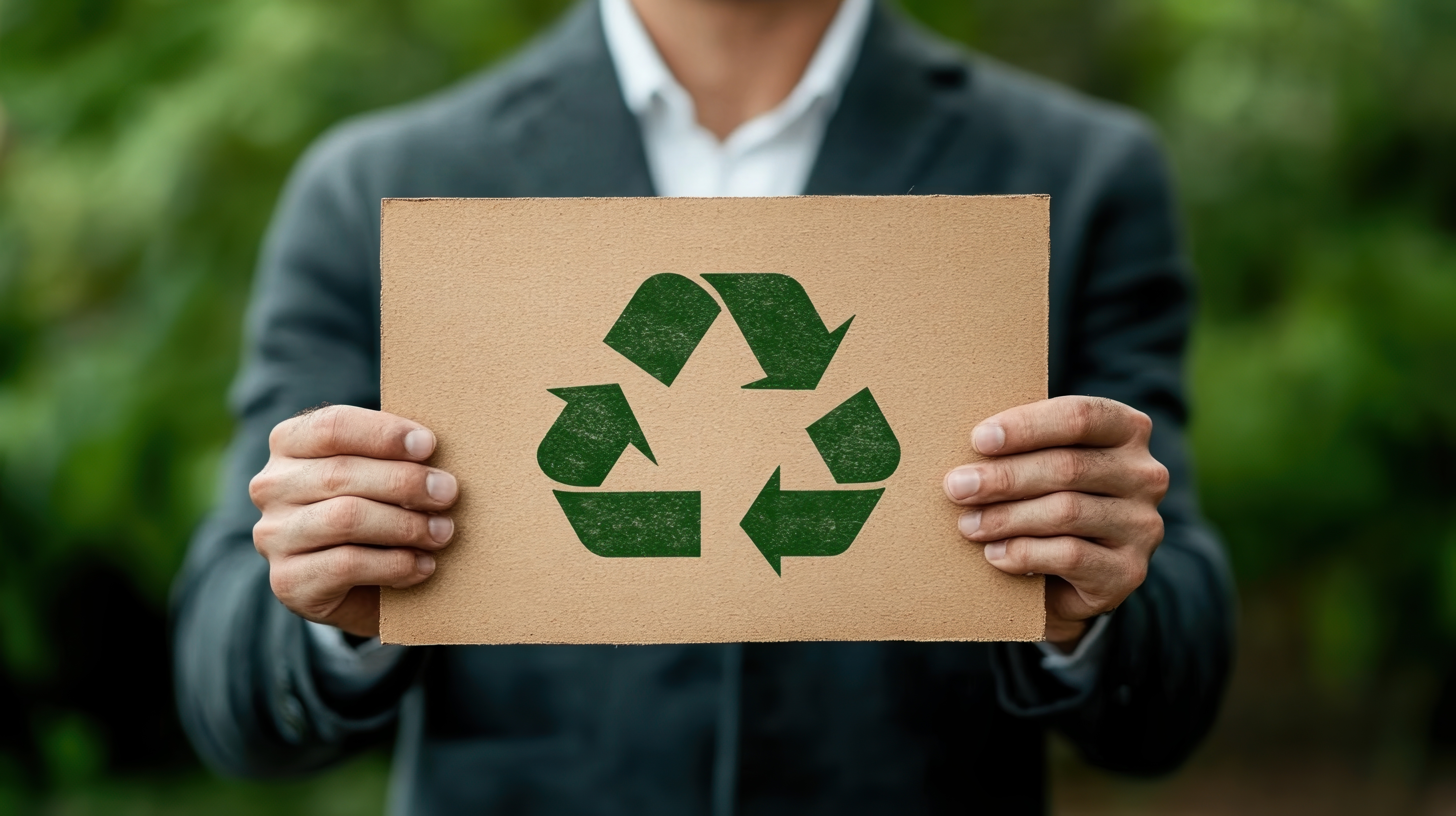 business man promotes recycling and reuse